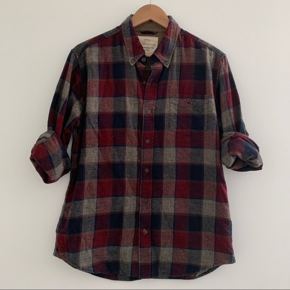 Plaid Burgundy Flannel Button Up